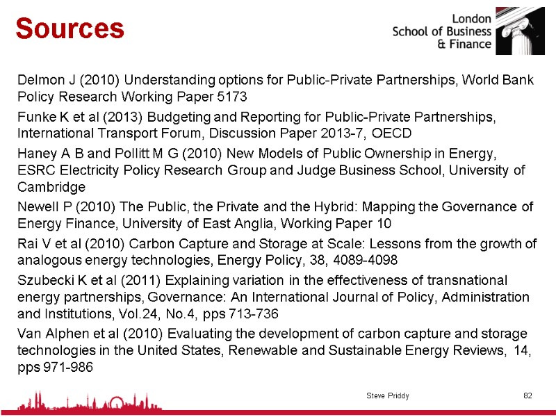 Sources Delmon J (2010) Understanding options for Public-Private Partnerships, World Bank Policy Research Working